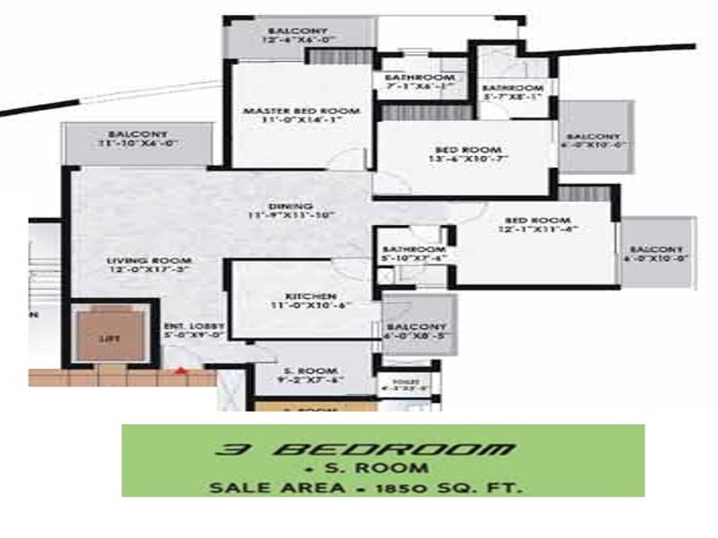 Suncity Parikrama — 3 BHK Floor Plan thumbnail