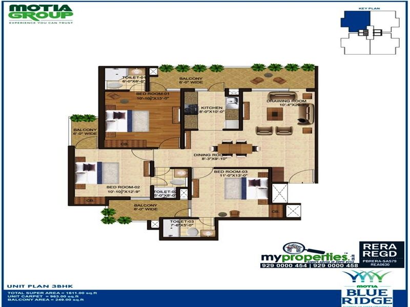 Motia Blue Ridge — 3 BHK Floor Plan thumbnail