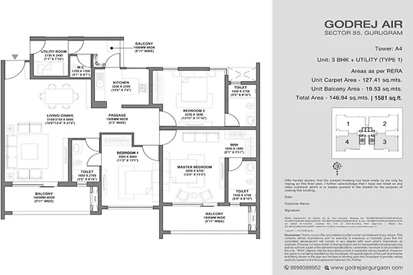 Godrej Air — 3 BHK Floor Plan thumbnail